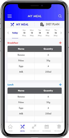 B-Body Fitness – My Meal Mobile Screen